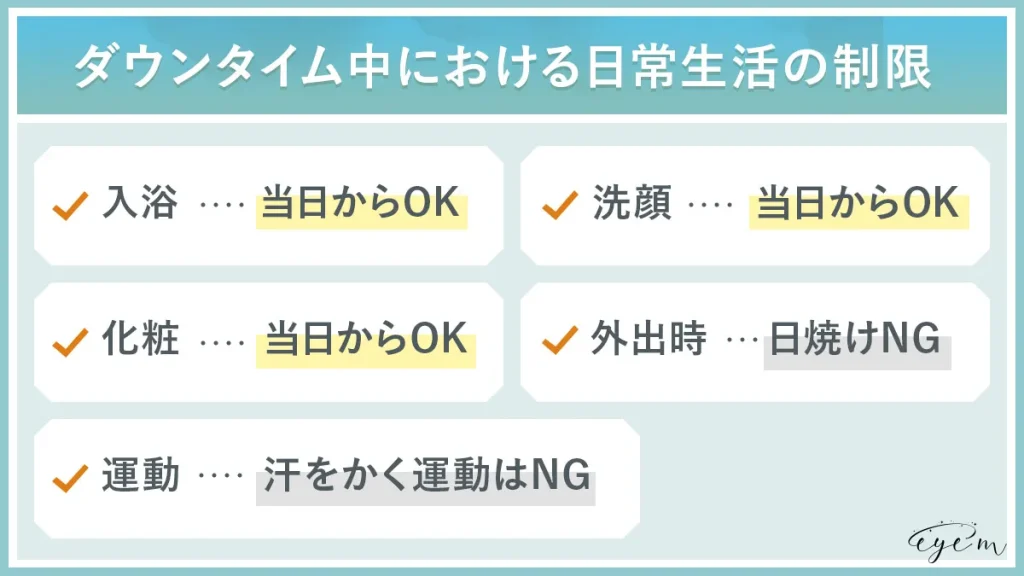 シミ取りレーザーダウンタイム中の日常生活について