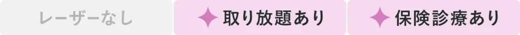 レーザーなし、取り放題あり、保険診療あり